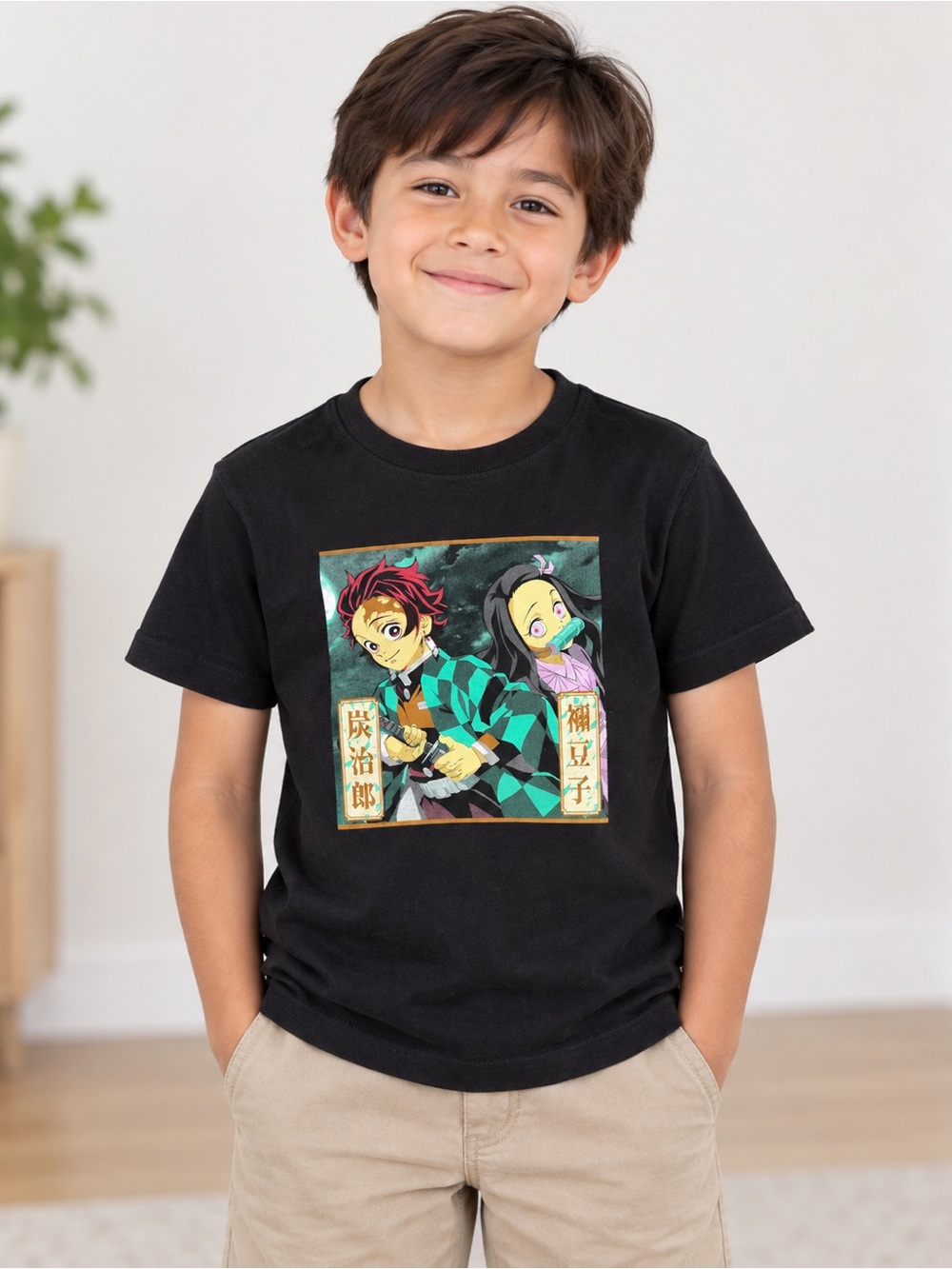 Playerytrees Kids Demon Slayer Graphic T-Shirt Black Size L